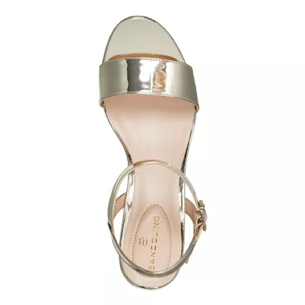 Bandolino Metallic Gold Block Heel Platform Sandal